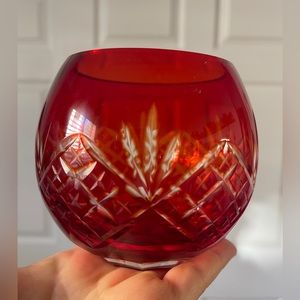 Vintage Bohemian Czech Crystal Bowl
Vase Cut To Clear orangish brand new